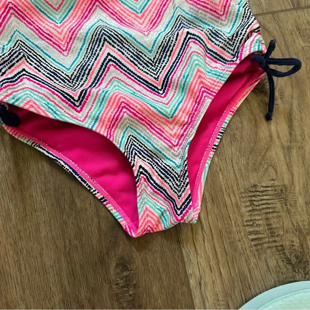 Limited Too Girl’s One Piece Swimsuit,‎ Striped, Ruffles, Strappy, S (7/8)